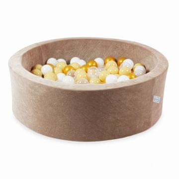 Mi Suhi bazen 90x30 Velvet Soft Dark Beige s 200 loptica: prozirna, bijela, bež, zlatna