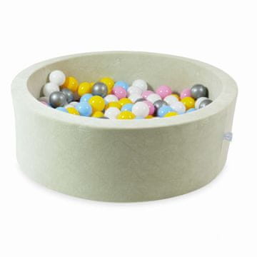 Mi Suhi bazen 90x30 Velvet Soft Light Mint s 200 loptica: bijela, srebrna, puderasto ružičasta, žuta, svijetloplava