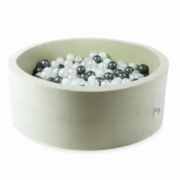 Mi Suhi bazen 110x40 Velvet Soft Light Mint s 500 kuglica: biserna, svijetla mint, metalik grafit