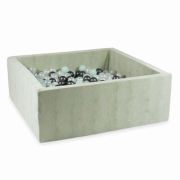 Mi Suhi bazen 110x110x40 Velvet Soft Light Mint sa 600 kuglica: biserna, svijetla mint, metalik grafit
