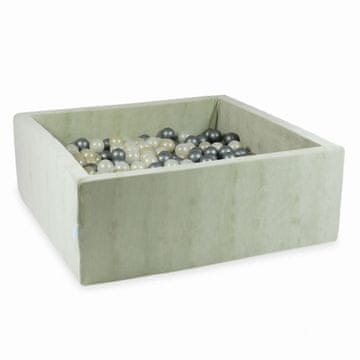 Mi Suhi bazen 110x110x40 Velvet Soft Light Mint sa 600 kuglica: svijetlo zlatna, opalescentna, srebrna