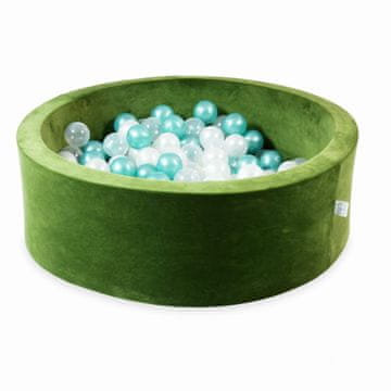 Mi Suhi bazen 90x30 Velvet Soft Olive s 200 kuglica: prozirna, biserna, metalik tirkizna
