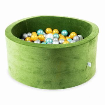 Mi Suhi bazen 90x40 Velvet Soft Olive s 300 kuglica: biserna, srebrna, zlatna, metalik tirkizna