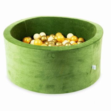 Mi Suhi bazen 90x40 Velvet Soft Olive s 300 loptica: bež, zlatna, staro zlato