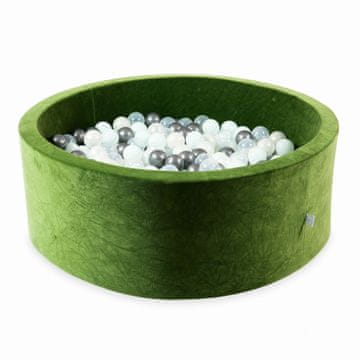 Mi Suhi bazen 110x40 Velvet Soft Olive s 500 kuglica: prozirna, mint, metalik grafit, opalescentna