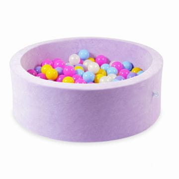 Mi Suhi bazen 90x30 Velvet Soft Purple s 200 loptica: ružičasta, vrijeskasta, žuta, svijetloplava, opalescentna