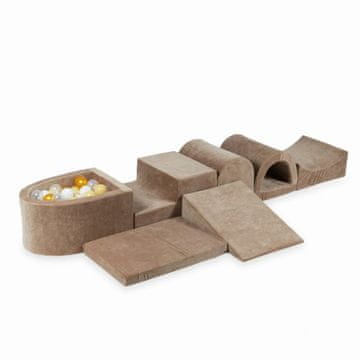 Mi Najveće pjenasto igralište s mikro bazenom Velvet Soft Dark Beige + 100 loptica: prozirna, bijela, bež, zlatna