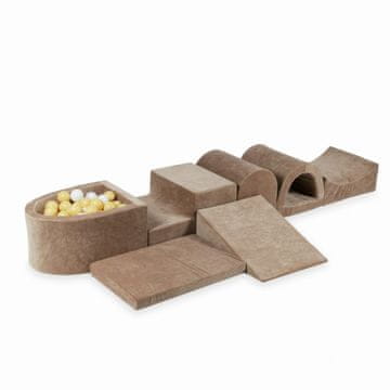 Mi Najveće pjenasto igralište s mikro bazenom Velvet Soft Dark Beige + 100 loptica: bijela, bež