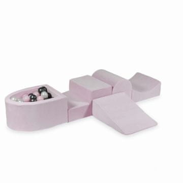 Mi Pjenasto igralište s brdom i bazenom mikro Velvet Soft Light Pink + 100 loptica: biserna, svijetlo ružičasta, metalik grafit