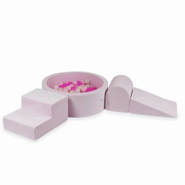 Mi Pjenasto igralište s okruglim bazenom 90x30 Velvet Soft Light Pink + 200 loptica: prozirna, opalescentna, svijetlo ružičasta, ružičasta