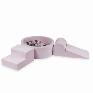 Mi Pjenasto igralište s okruglim bazenom 90x30 Velvet Soft Light Pink + 200 loptica: biserna, svijetlo ružičasta, metalik grafit