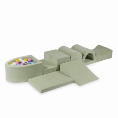 Mi Najveće pjenasto igralište s mikro bazenom Velvet Soft Light Mint + 100 loptica: bijela, srebrna, puderasto ružičasta, žuta, svijetloplava