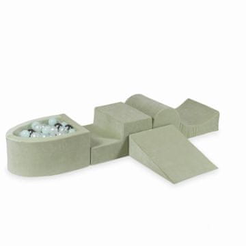Mi Pjenasto igralište s brdom i bazenom mikro Velvet Soft Light Mint + 100 loptica: biserna, svijetla mint, metalik grafit