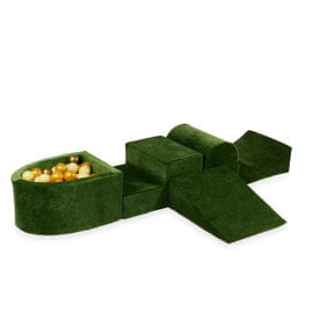 Mi Pjenasto igralište s brdom i bazenom mikro Velvet Soft Olive + 100 loptica: bež, zlatna, staro zlato