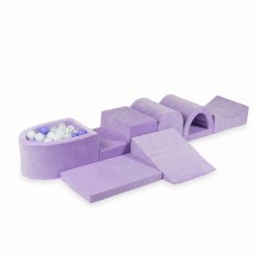 Mi Najveće pjenasto igralište s mikro bazenom Velvet Soft Purple + 100 loptica: bijela, biserna, vrijeskasta