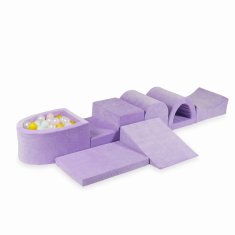 Mi Najveće pjenasto igralište s mikro bazenom Velvet Soft Purple + 100 loptica: biserna, svijetlo ružičasta, žuta, svijetlo mint