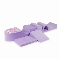 Mi Najveće pjenasto igralište s mikro bazenom Velvet Soft Purple + 100 loptica: prozirna, bijela, svijetlo ružičasta, puderasto ružičasta