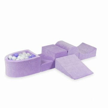 Mi Pjenasto igralište s brdom i bazenom mikro Velvet Soft Purple + 100 loptica: bijela, biserna, vrijeska