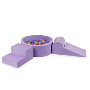 Mi Pjenasto igralište s okruglim bazenom 90x30 Velvet Soft Purple + 200 loptica: ružičasta, vrijeskasta, žuta, svijetloplava, opalescentna