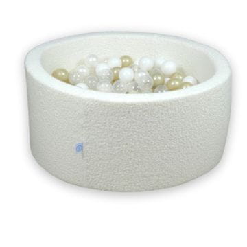 Mi Suhi bazen 90x40 Boucle White 300 kuglica: prozirna, bijela, biserna, svijetlo zlatna