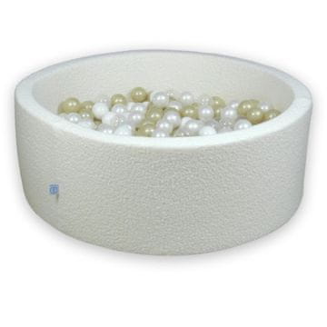 Mi Suhi bazen 110x40 Boucle White 500 kuglica: prozirna, bijela, biserna, svijetlo zlatna