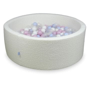 Mi Suhi bazen 110x40 Boucle White 500 kuglica: prozirna, bijela, biserna, svijetlo ružičasta biserna, svijetloplava biserna