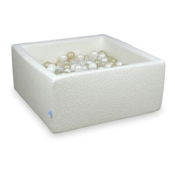 Mi Suhi bazen 90x90x40 Boucle White 400 kuglica: prozirna, bijela, biserna, svijetlo zlatna