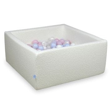 Mi Suhi bazen 90x90x40 Boucle White 400 kuglica: prozirna, bijela, biserna, svijetlo ružičasta biserna, svijetloplava biserna