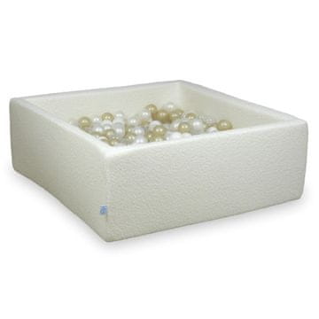 Mi Suhi bazen 110x110x40 Boucle White 600 kuglica: prozirna, bijela, biserna, svijetlo zlatna