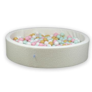 Mi Suhi bazen 130x30 Boucle White 600 kuglica: bijela, svijetlo menta, svijetlo ružičasta, bež