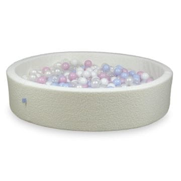 Mi Suhi bazen 130x30 Boucle White 600 kuglica: prozirna, bijela, biserna, svijetlo ružičasta biserna, svijetloplava biserna