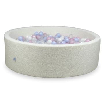 Mi Suhi bazen 130x40 Boucle White 700 kuglica: prozirna, bijela, biserna, svijetlo ružičasta biserna, svijetloplava biserna