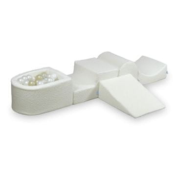 Mi Pjenasto igralište s Boucle White 100 lopticama: prozirna, bijela, biserna, svijetlo zlatna