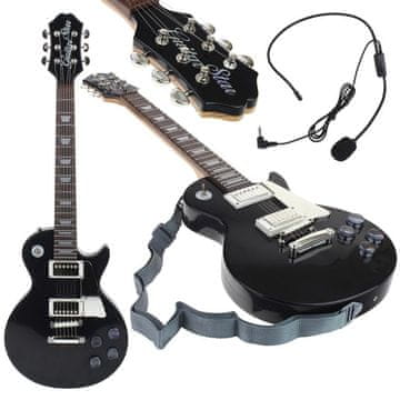 Nobo Kids Električna rock gitara s mikrofonom, karaoke za djecu, melodije, prateće pjesme - crna