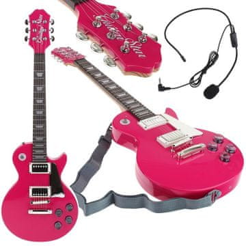 Nobo Kids Električna rock gitara s mikrofonom, karaoke za djecu, melodije, prateće pjesme - roza