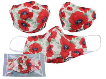 Carmani FLOWERS POPPIES ZAŠTITNA MASKA ZA LICE ZA VIŠEKRATNU UPOTREBU POKLON