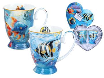 Carmani SET OD 2 ŠALICE SRCE L. LOZANO CORAL REEF KERAMIČKE 300ML