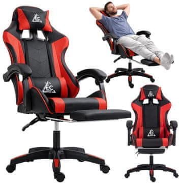 OKRETNA GAMERSKA STOLICA S NASLONCEM ZA NOGE I MASAŽEROM EC GAMING KO24CZE CRNA