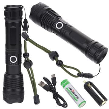 éS TAKTIČKA LED SVJETILJA PUNJIVA ZOOM USB C POKLON SURVIVAL 1000LM