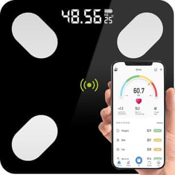 Nobo Kids Elektronska analitička vaga za kupaonicu Slim 180 kg SMART Bluetooth crna