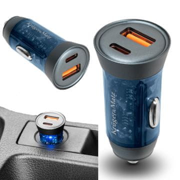 Krüger&Matz Brzi auto punjač 30W USB C za upaljač 12-24V QC PD Strong