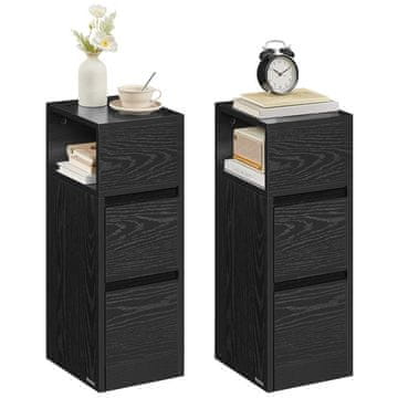 Songmics Noćni ormarić 2 ladice otvoreni pretinac 30x25x65 cm crni