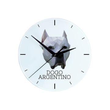 Argentinski pas, Dogo Argentino - geometrijski zidni sat s fotografijom i natpisom a