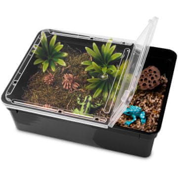 Terrario TERARIJA FAUNARIJ PLASTIČNA POSUDA ZA GMIZAVCE VODOZEMCE CRNA 25X19X7,5 CM