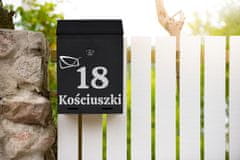 Gockowiak POŠTANSKI SANDUČIĆ ZA PISMA S KUĆNIM BROJEM I NAZIVOM ULICE CRNIM NATPISANOM
