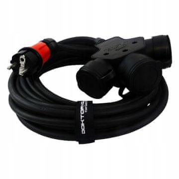 DOK PRODUŽNI KABEL T-KONEKTOR 10M 3X1.5 SCHUKO GUMENI RAZDJELJNIK ZA ZGRADU IP44