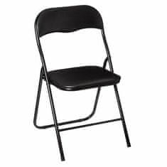 5Five® SKLOPIVNA STOLICA, crni metal, SJEDALO OD PU KOŽE
