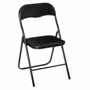5Five® SKLOPIVNA STOLICA, crni metal, SJEDALO OD PU KOŽE