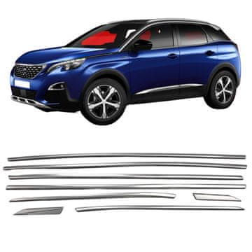 Bočne ukrasne letvice za prozore od nehrđajućeg čelika, kromirane, Peugeot 3008 SUV 2016.-2023.