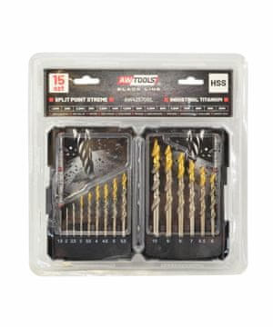 AWTOOLS BUŠILICE ZA METAL M2 HSS-TiN SET 15 KOM 1,5-10 mm CRNA LINIJA